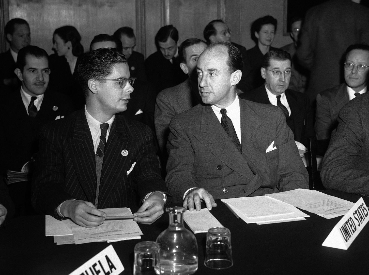 London Manuel Perez Guerrero and Adlai E. Stevenson
